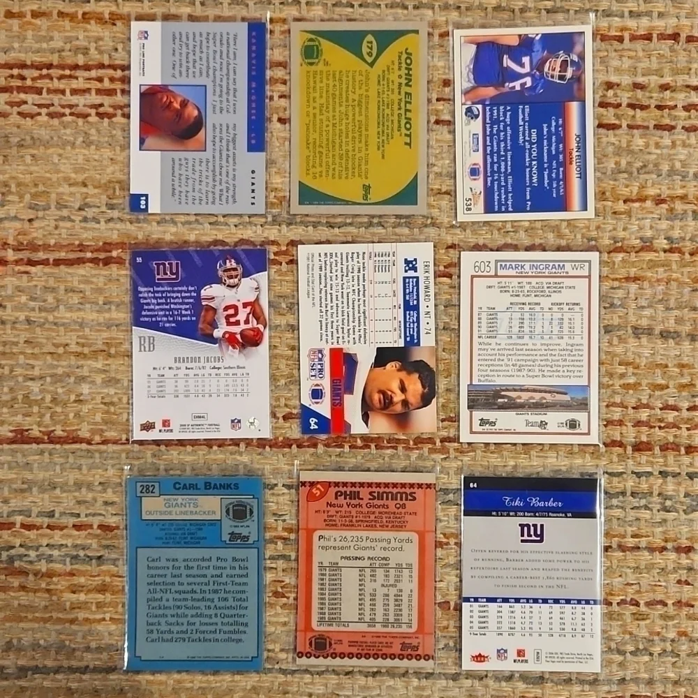 NEW York Giants 54 Sports Cards 80s-2020s
